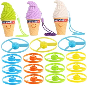 3 Pcs Ice Cream Dragonfly Flying Disc Pull String Toy Kids Saucers Flying Toy Wind up Disc Fun Fly