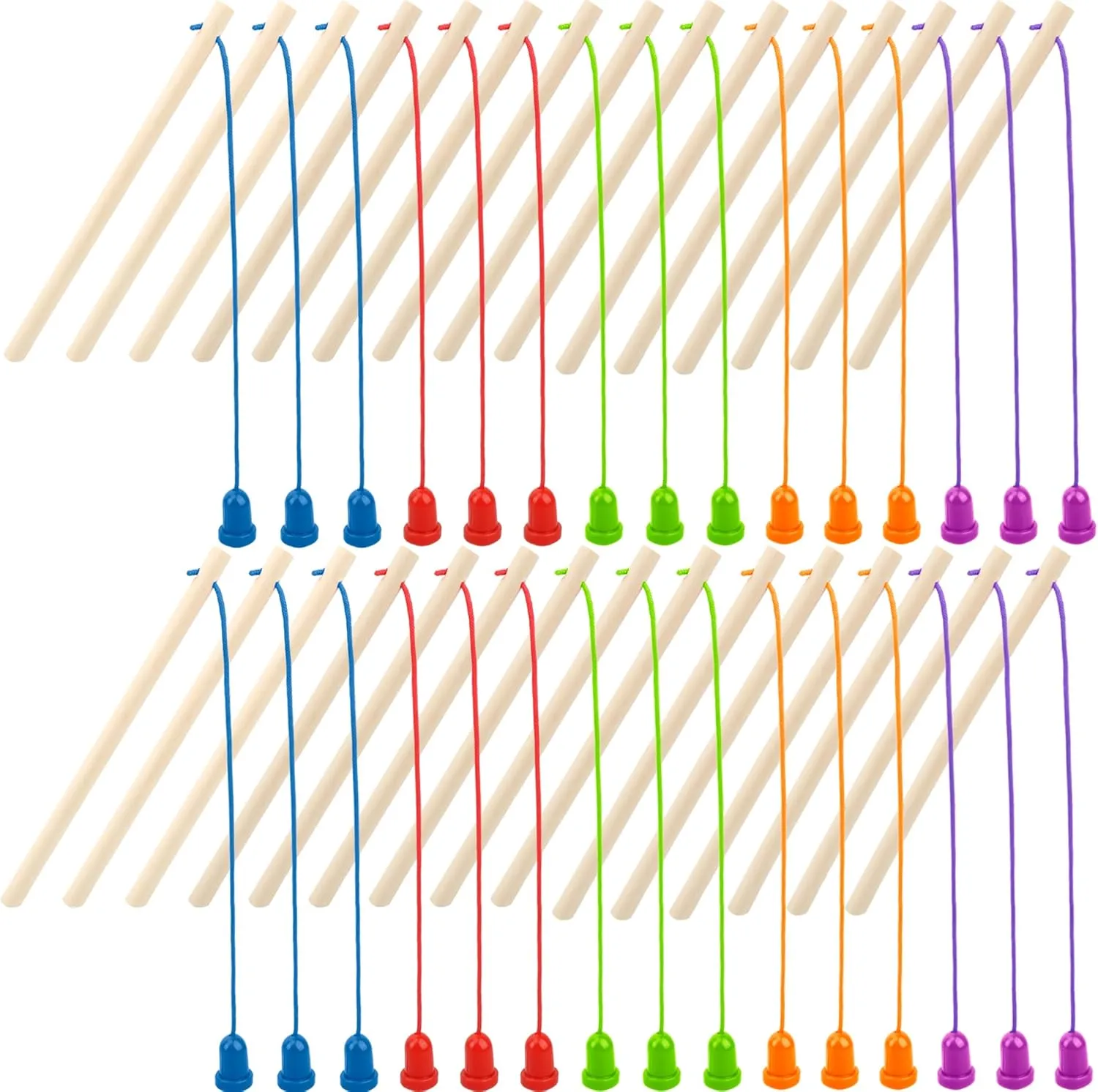 30 Pcs Kids Wooden Magnetic Fishing Poles Mini Magnetic Fishing Rods Play Fishing Poles for Preschool Boys Girls Fishing Game Activity, 5 Colors