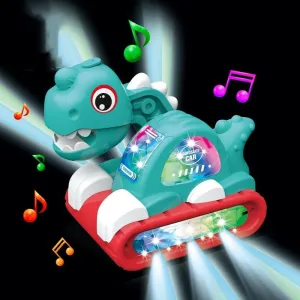 360 Degree Dinosaur Excavator Toy with Water Vapor Spray Vehicle Bump & Go Action Dinosaur Toy with Light & Music