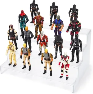 3.75 inch Vintage (1977-1985) Star was/ Gijeo Figure Risers Stand, Action Figure Display Stands with Flexible Pegs, Toy Support Base Holder Accessories for 1/18 Scale Figures, 4 Tiers, Clear