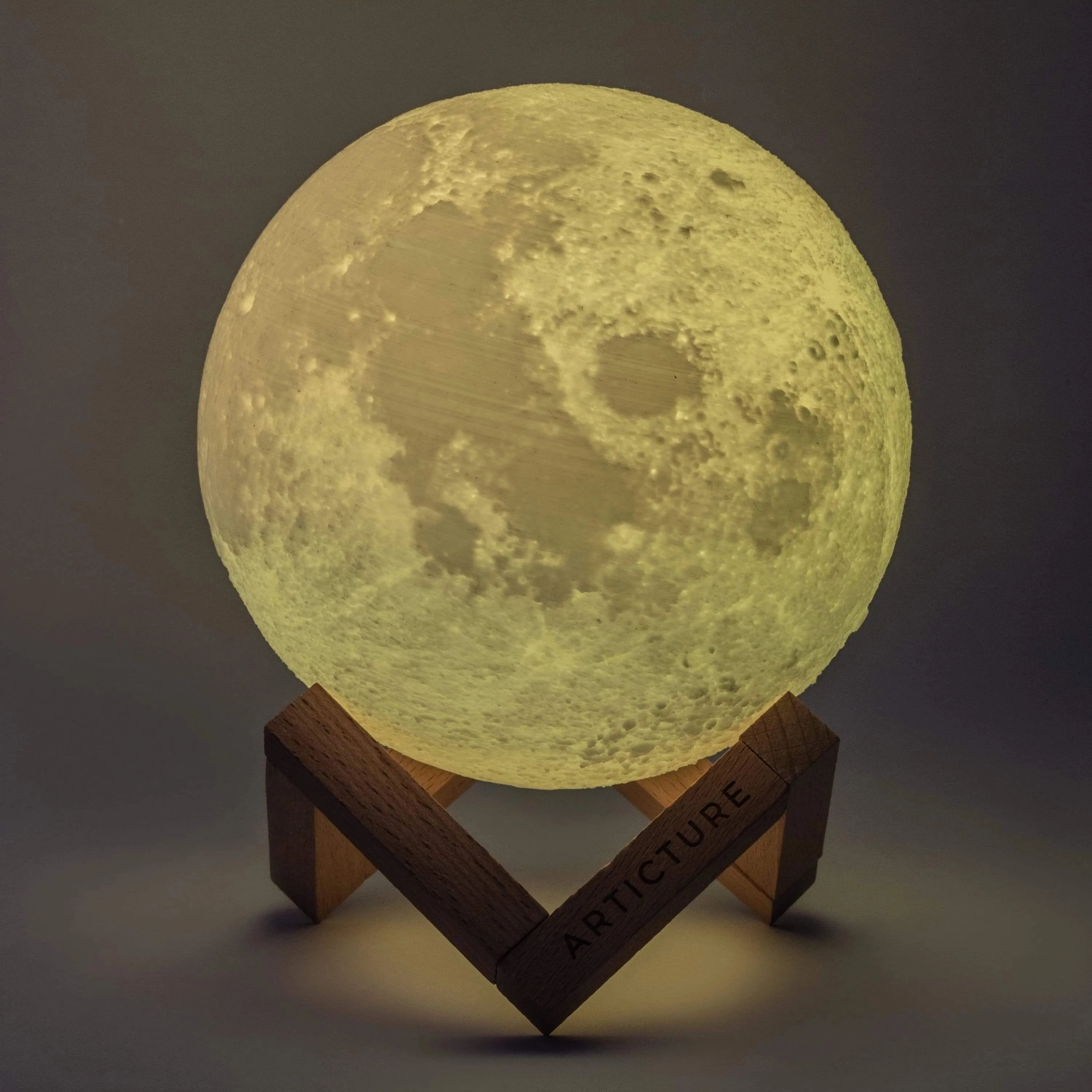 3D Moon Lamp - USB Rechargeable LED with Touch & Wooden Stand