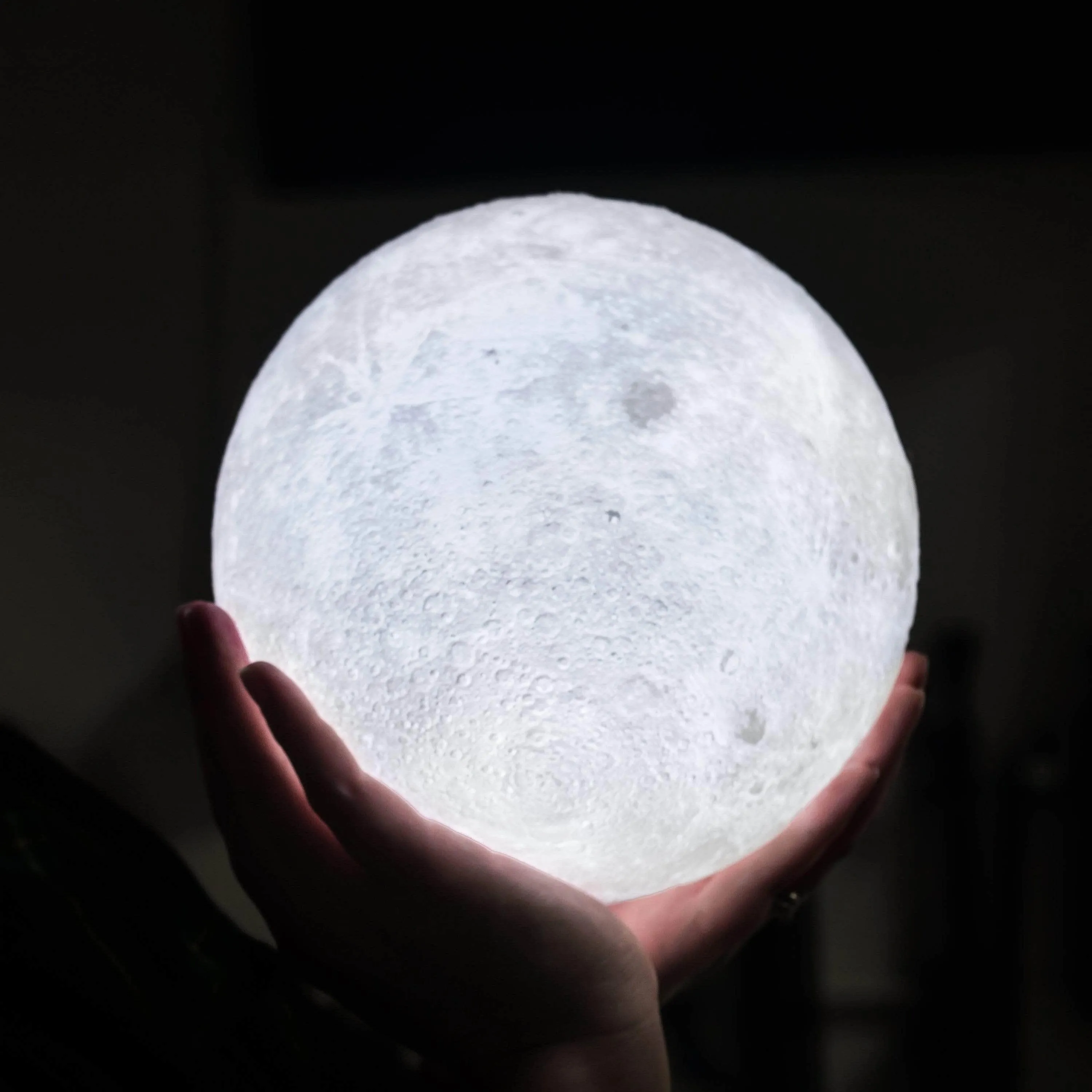 3D Moon Lamp - USB Rechargeable LED with Touch & Wooden Stand