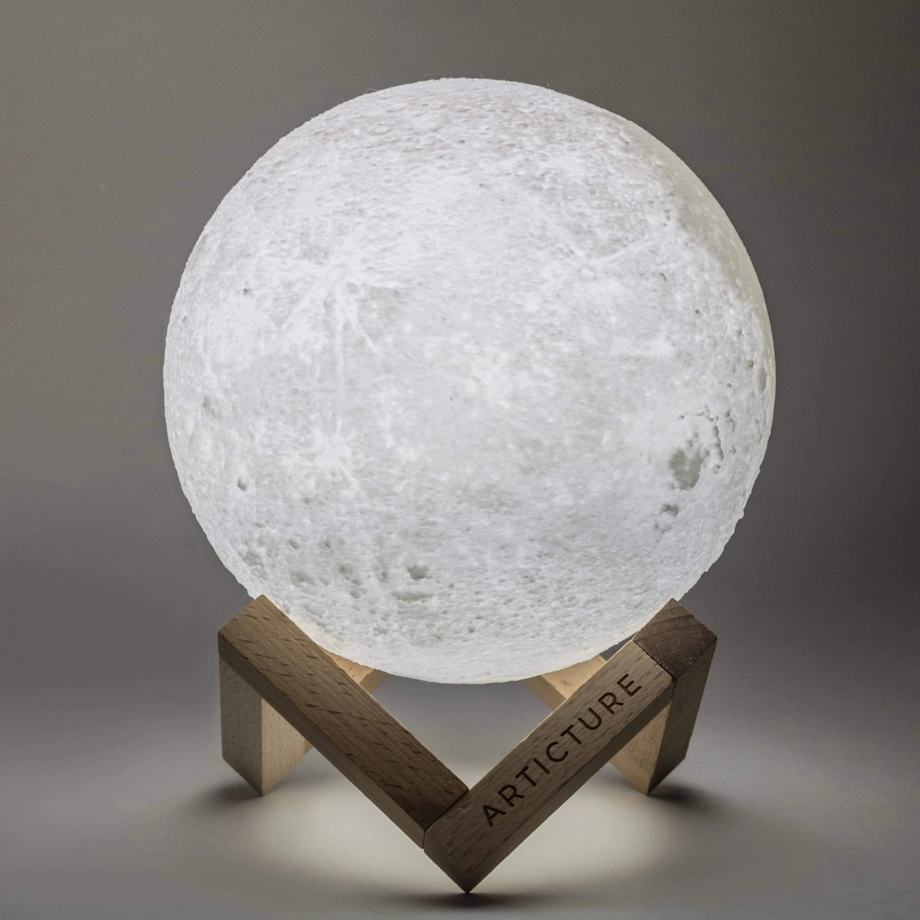 3D Moon Lamp - USB Rechargeable LED with Touch & Wooden Stand