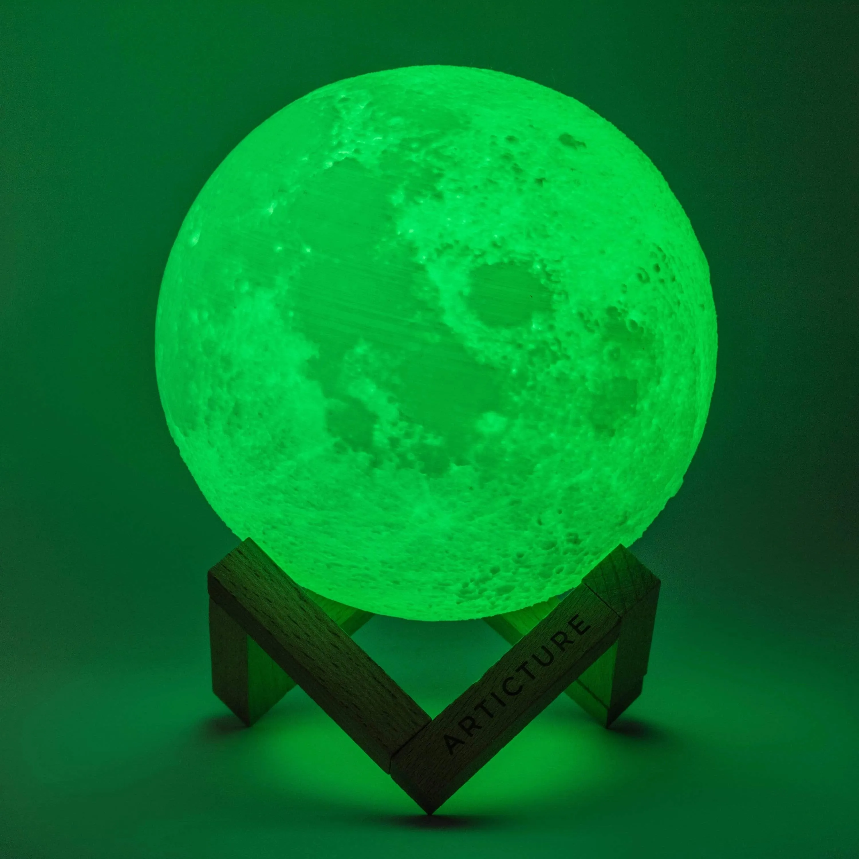 3D Moon Lamp - USB Rechargeable LED with Touch & Wooden Stand