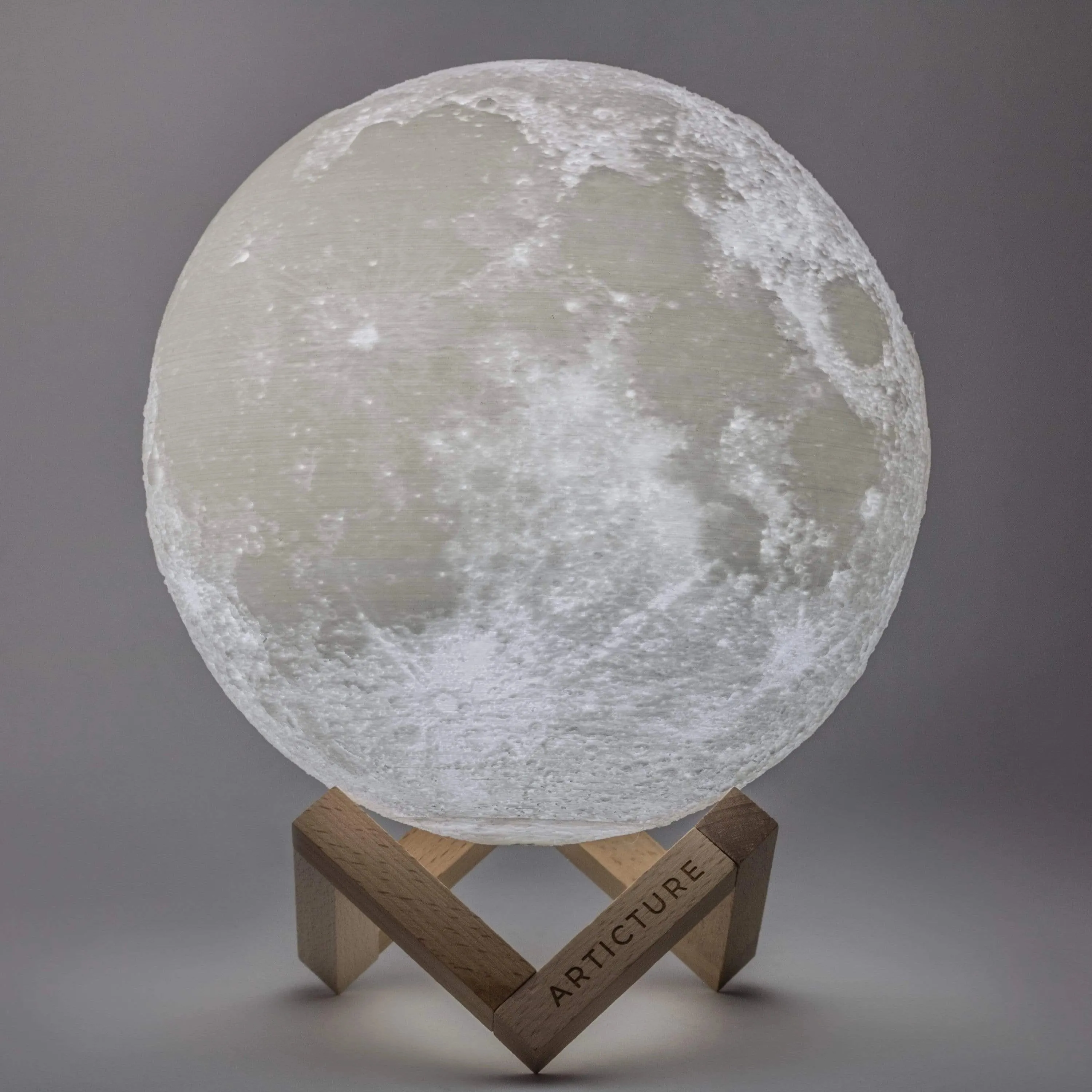 3D Moon Lamp - USB Rechargeable LED with Touch & Wooden Stand