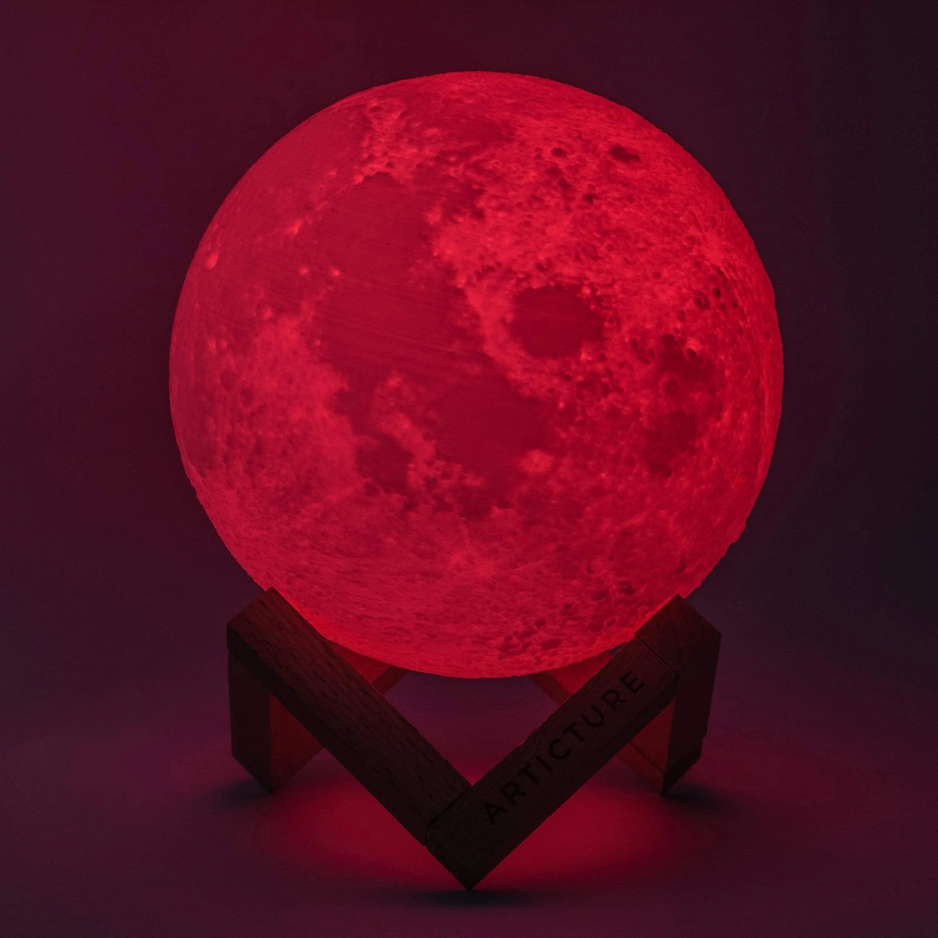 3D Moon Lamp - USB Rechargeable LED with Touch & Wooden Stand