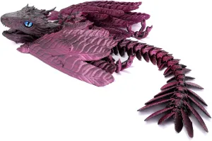 3D Printed Feathered Wyvern Dragon, Adjustable Wings Articulated Dragon Crab Toy, Desktop Pet Toy, Home Office Decor (Purple-2)