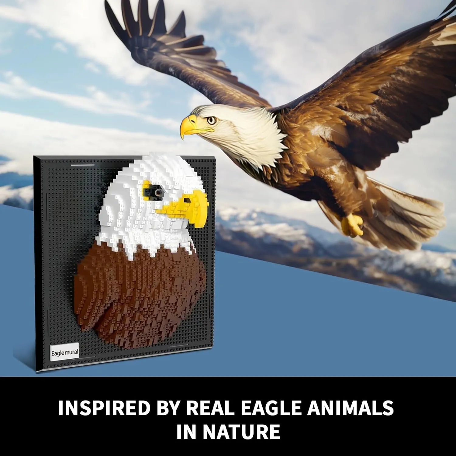 3D Wall Art Eagle Bird Animal Micro Mini Building Blocks Set for Adults, Unique Home Wall Decor or Table Display, Creative Birthday Gift Toy for Kids Teens (1924 PCS)