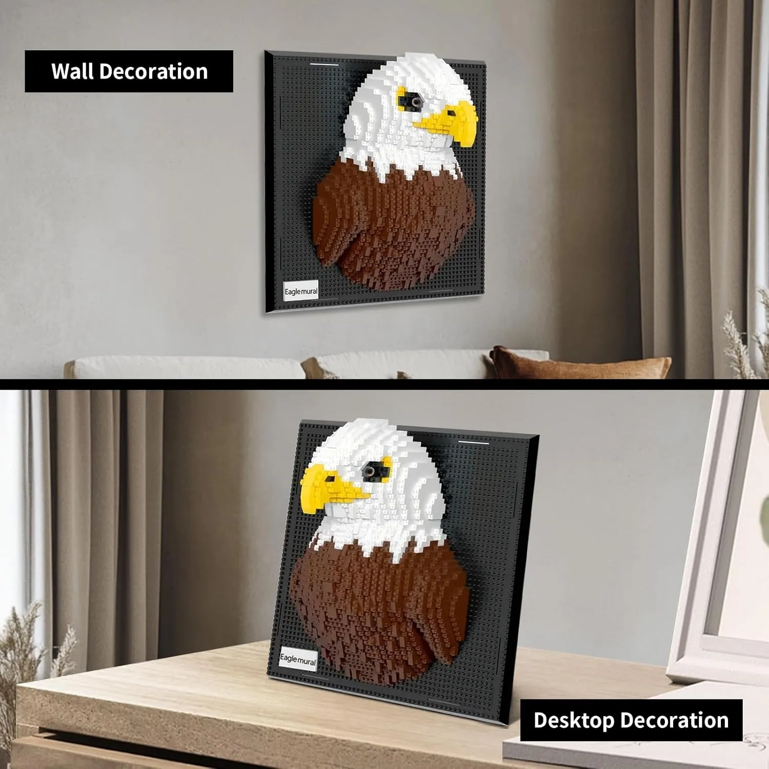 3D Wall Art Eagle Bird Animal Micro Mini Building Blocks Set for Adults, Unique Home Wall Decor or Table Display, Creative Birthday Gift Toy for Kids Teens (1924 PCS)