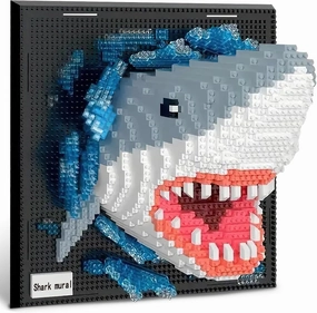 3D Wall Art Shark Animal Micro Mini Building Blocks Set for Adults, Unique Home Wall Decor or Table Display, Creative Birthday Gift Toy for Kids Teens (2166 PCS)