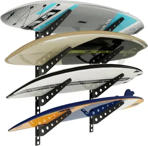 4 Board/6 Board Horizontal Surfboard Rack, Adjustable Surfboard Wall Mount Display, Surfboard Wall Rack Board Storage Mount System at Home and Garage