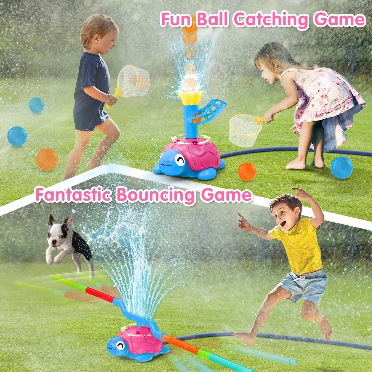 4-in-1 Turtle Water Sprinkler for Kids Summer Toys, Outdoor Toys for Toddlers, Kids Sprinkler Water Toys, Backyard Games for Summer Fun, Backyard Games Splash Water Toys Gifts for Boys Girls Dogs