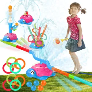 4-in-1 Turtle Water Sprinkler for Kids Summer Toys, Outdoor Toys for Toddlers, Kids Sprinkler Water Toys, Backyard Games for Summer Fun, Backyard Games Splash Water Toys Gifts for Boys Girls Dogs