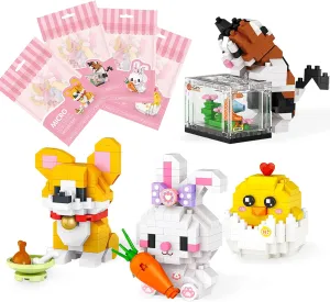 4 Pack Animals Mini Building Blocks Toys, Easter Basket Stuffers Gifts for Boy Girl Teen, Birthday Gifts Party Favor (640pcs)