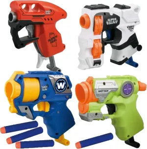 4 Pack Mini Dart Guns Blaster Bundle for Nerf Party Favors, Stocking Stuffers Compatible with Nerf Gun Pistol Elite Micro Shot Toys for Kids, Boys, Toddlers, Teens, Adults