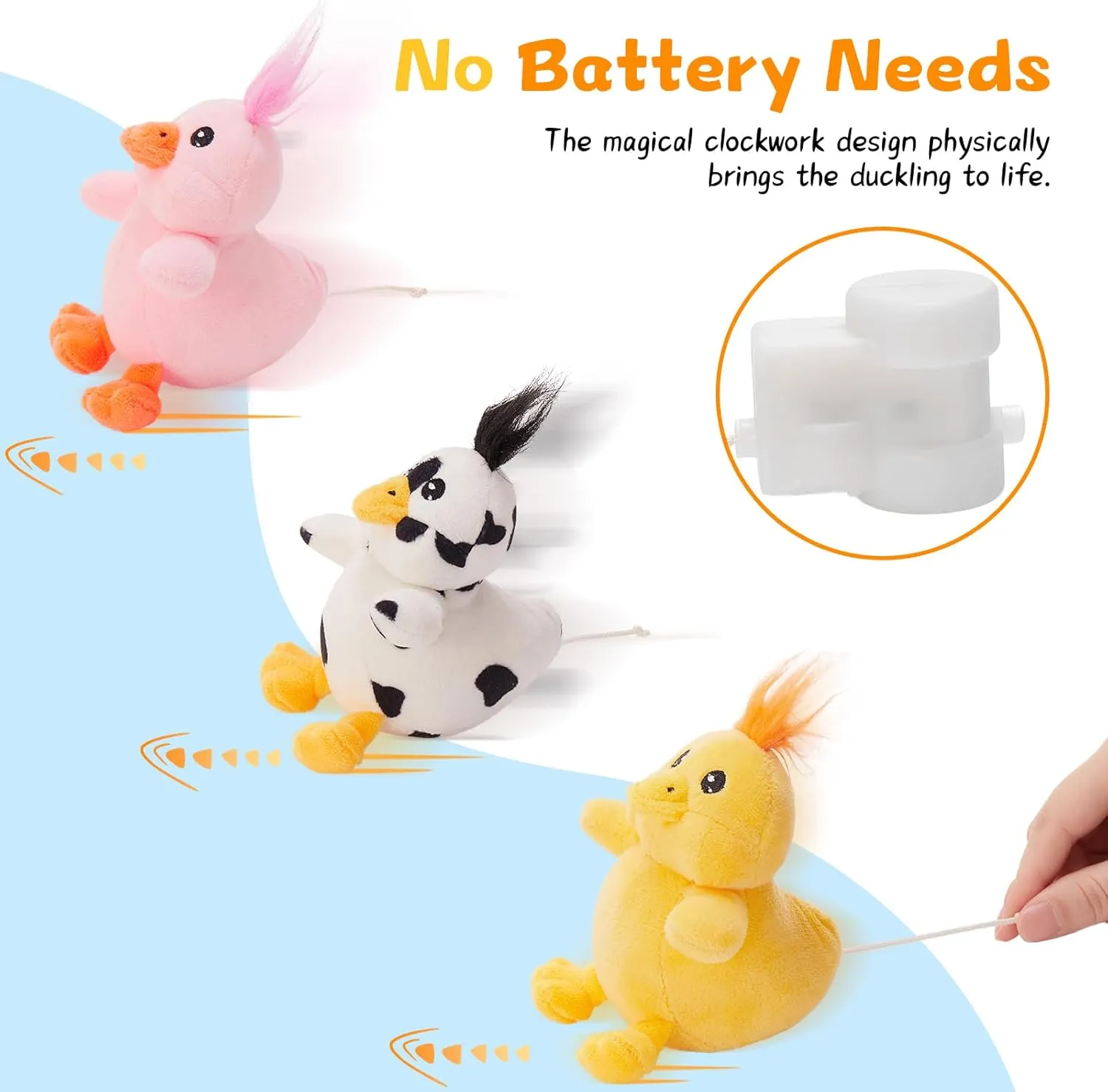 4 Pcs Duck Plush, Mom Duck Stuffed Animal with 3 Cute Stuffed Wind Up Duck Babies Toy, 11" Christmas Birthday Baby Shower Wind Up Plush Toys for Kids Girls Boys, Animal Theme Party Decor