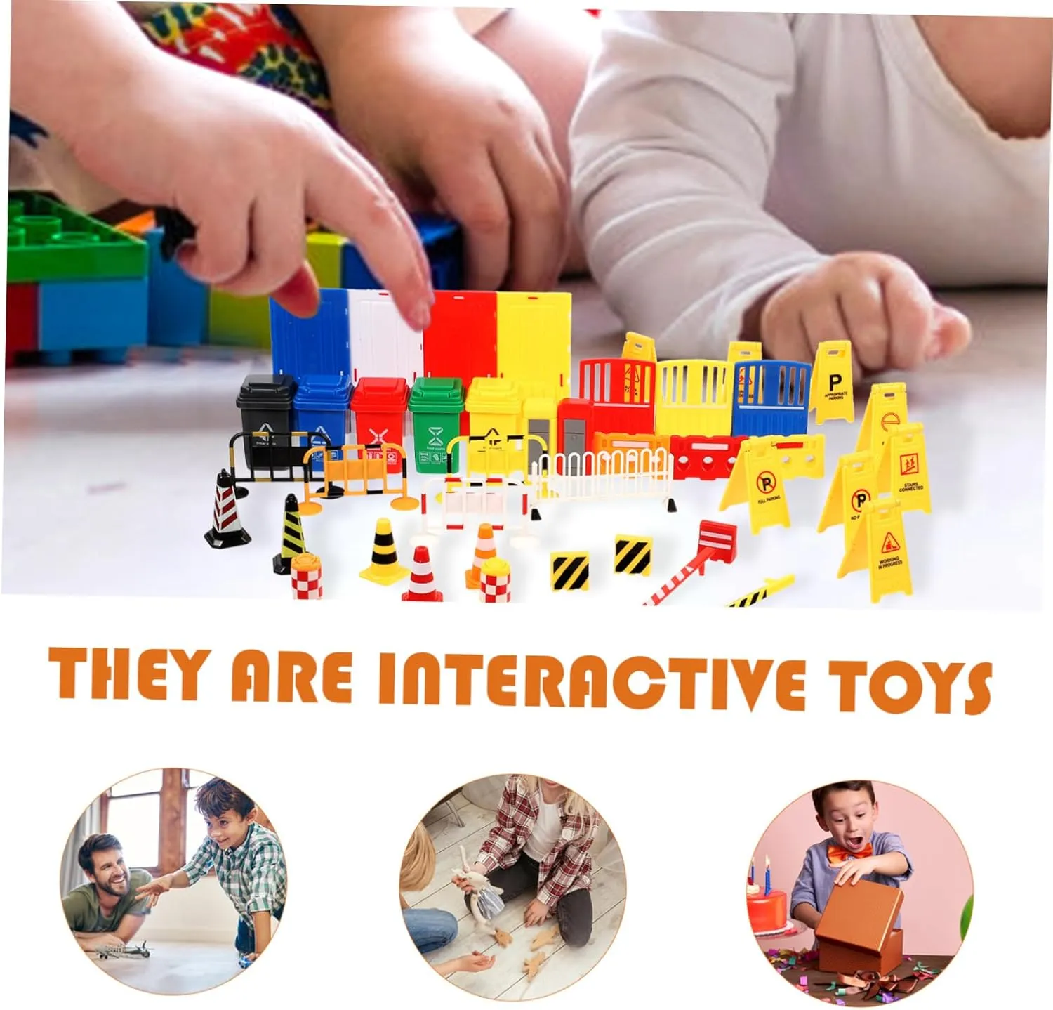 40pcs Road Traffic Sign Toys Miniature Traffic Cones Educational Plaything for Boys and Girls Realistic Simulation Model