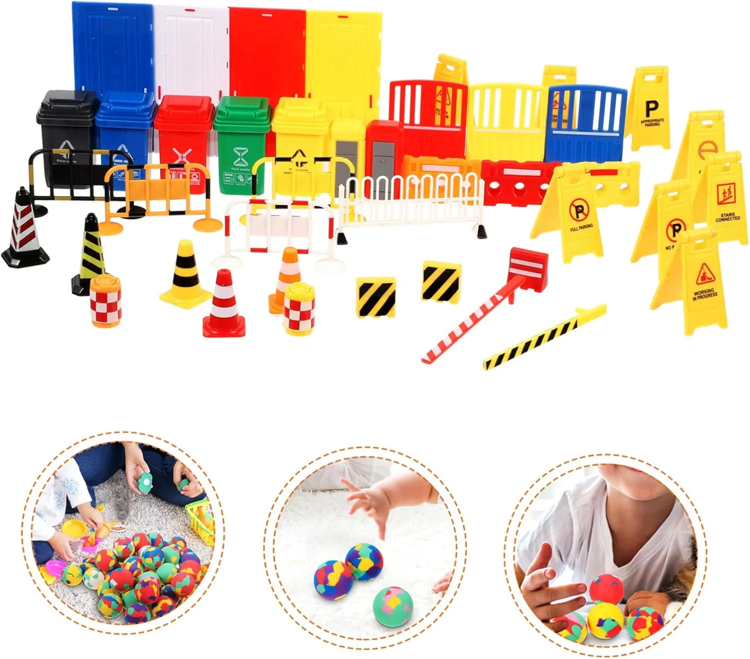 40pcs Road Traffic Sign Toys Miniature Traffic Cones Educational Plaything for Boys and Girls Realistic Simulation Model
