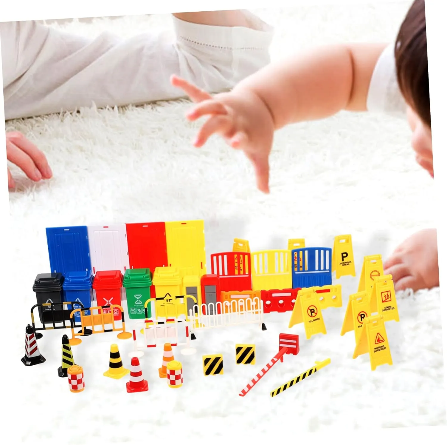 40pcs Road Traffic Sign Toys Miniature Traffic Cones Educational Plaything for Boys and Girls Realistic Simulation Model
