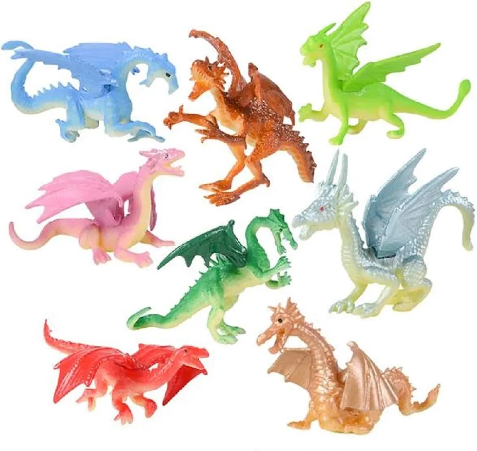 48 Mini Dragon 2 Inch Toy Figures – 48 Dragons and 1 Vortex Eraser – Prizes, Fantasy, Mythical Play, Party Favors, Stocking Stuffers