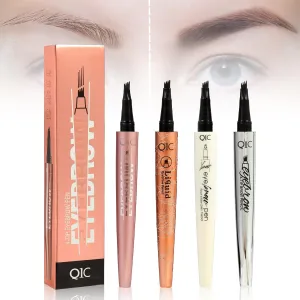 4PCS 3D Eyebrow Tattoo Pencil Set – Waterproof & Sweatproof Eyebrow Pen with 4 Stencils, Long-Lasting Makeup, Easy to Use, Natural Look for Women & Beginners
