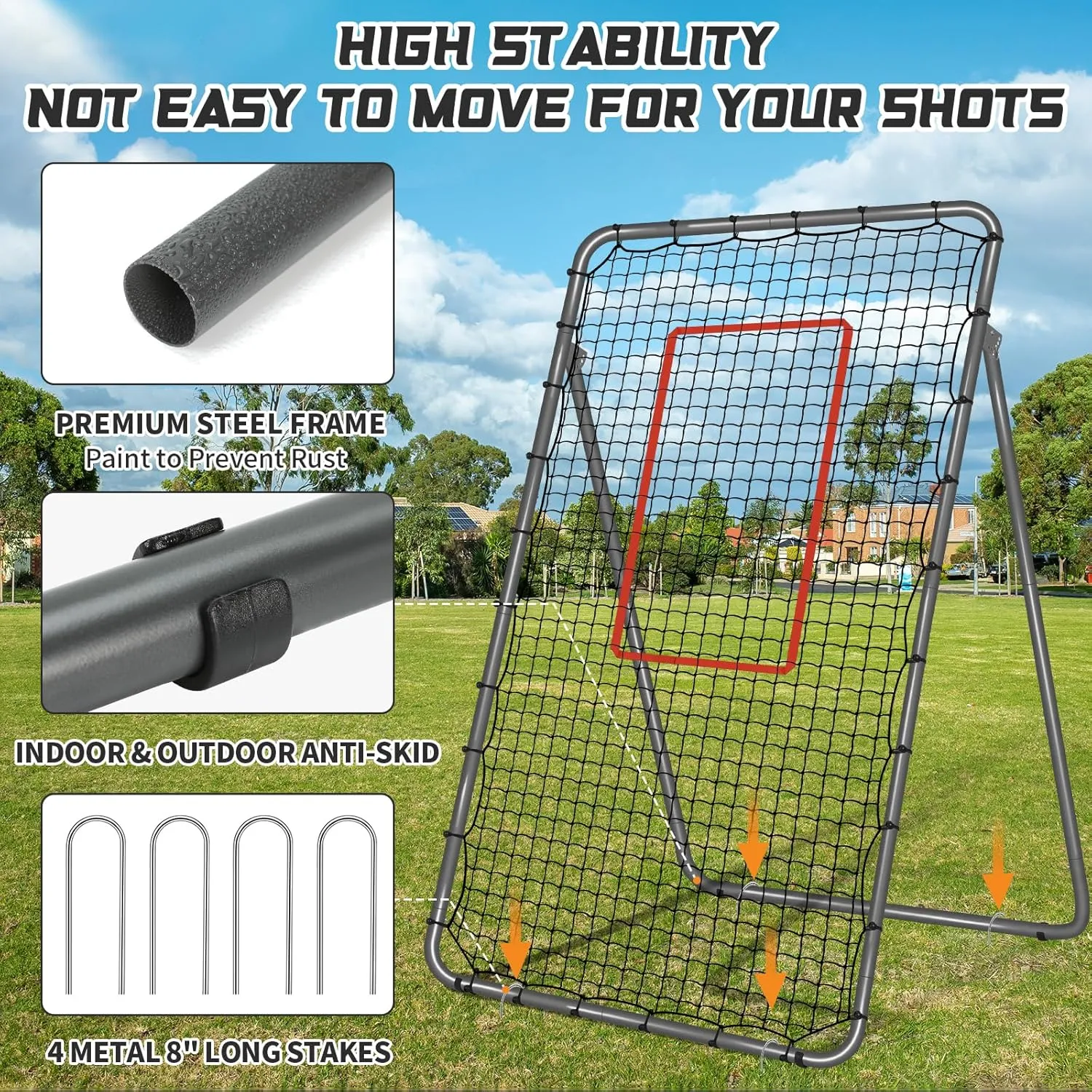 5-Angle Adjustable Volleyball Rebounder Net 7x4ft, Durable & Portable Bounce Back Training Equipment for Practicing Volleying Bumping Spiking with High-Tension Net, PU Volleyball, Pump, Stakes