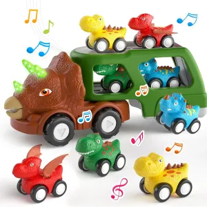 5 in 1 Dinosaur Car for Toddlers Toy for 1 2 3 4 5 Year Old Boys, Dinosaur Truck for Toddlers Boys Age 1-3 2-4, Dino Car Toys with Light & Sound Gift for Christmas Birthday