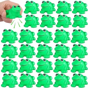 50 Pcs Rubber Frog Squeak and Floating Bulk Frog Rubber Bath Toy Mini Frog Toys Frog Bathtub Toys Float for Summer Pool Baby Shower Halloween Christmas Party Birthday Decoration