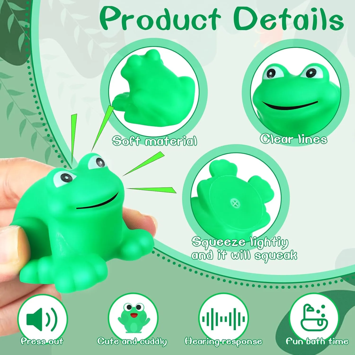 50 Pcs Rubber Frog Squeak and Floating Bulk Frog Rubber Bath Toy Mini Frog Toys Frog Bathtub Toys Float for Summer Pool Baby Shower Halloween Christmas Party Birthday Decoration
