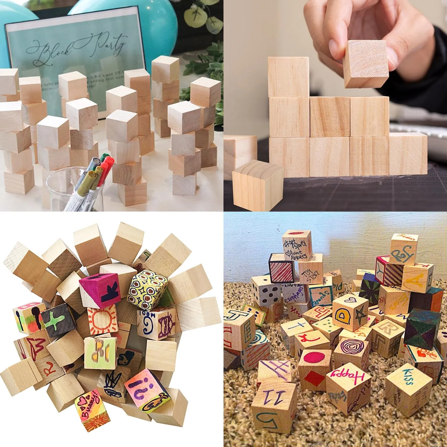 500 Packs Wooden Blocks for Crafts, 0.8 Inch Pine Wood Cubes, 2 x 2 x 2 cm Wooden Cubes for Paint, Stamp, Decorate, DIY Projects and Personalized Gifts,by GNIEMCKIN