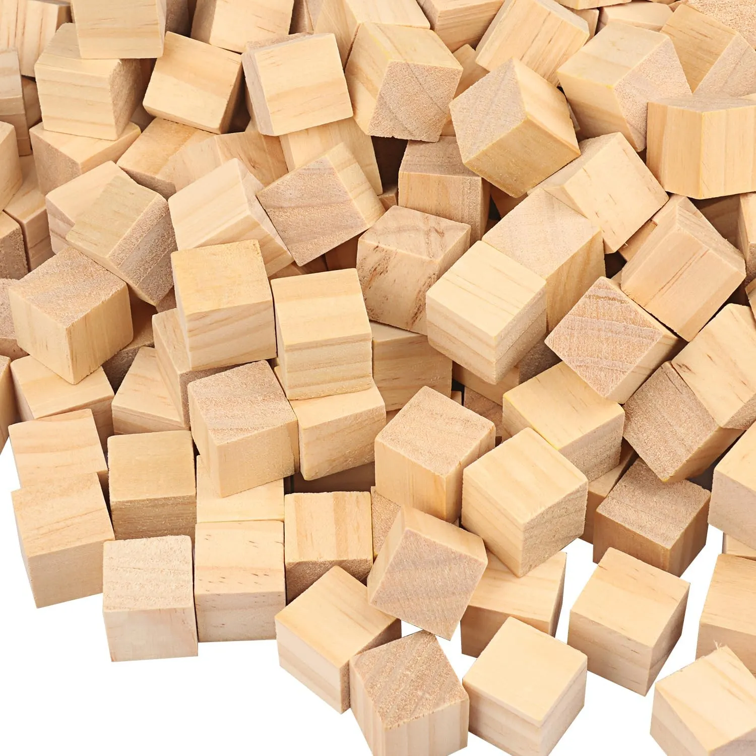 500 Packs Wooden Blocks for Crafts, 0.8 Inch Pine Wood Cubes, 2 x 2 x 2 cm Wooden Cubes for Paint, Stamp, Decorate, DIY Projects and Personalized Gifts,by GNIEMCKIN