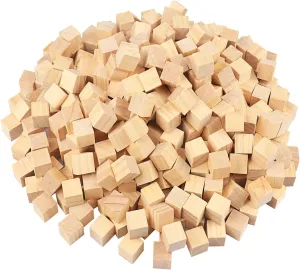 500 Packs Wooden Blocks for Crafts, 0.8 Inch Pine Wood Cubes, 2 x 2 x 2 cm Wooden Cubes for Paint, Stamp, Decorate, DIY Projects and Personalized Gifts,by GNIEMCKIN