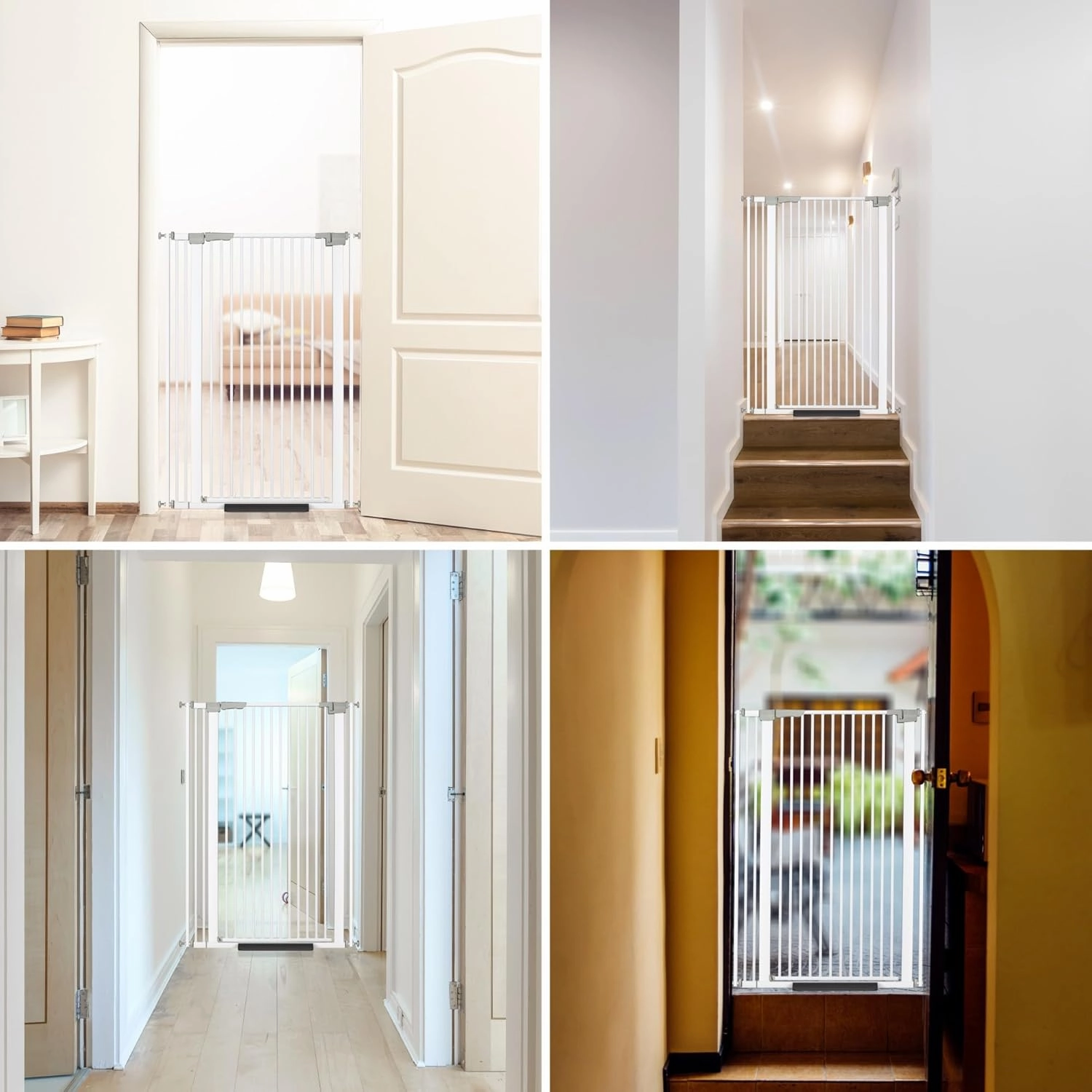 51.18" Extra Tall Cat Gate for Doorway, 30.5"-40" Auto Close Pet Gate Include 2.75" and 5.5" Extension Kits, No Drilling Pressure Mount Kit, Suitable for Doorways or Kitchen, New White