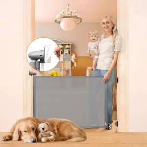 55” Wide No Drill Retractable Pet Gates for Doorways No Drilling Retractable Baby Gate No Drill Retractable Dog Gates for The House 33” Tall Mesh Dog Gate Indoor Retractable Gate Outdoor Baby Gates