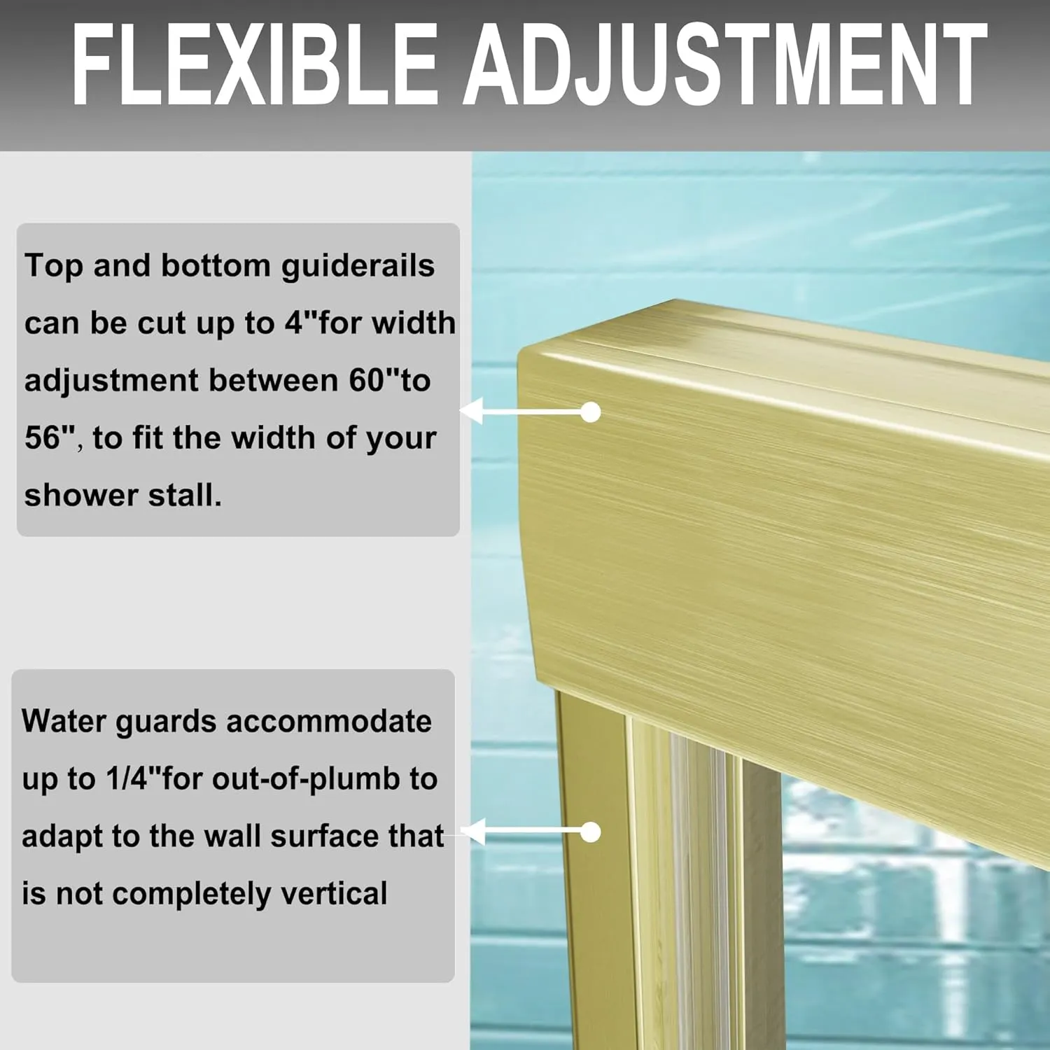 56-60" W x 70" H Framed Glass Sliding Shower Door,Bathroom Shower Sliding Door with 1/4" (6mm) Clear SGCC Tempered Glass,Brushed Gold Finish,Shower Doors Can Reversible Installation