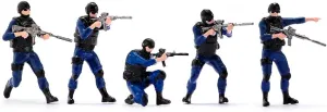 5pcs 1/64 Scale Military Figurine Set Explosion-Proof Special Police Set Toy Miniature Tiny People Diorama Figures Colorful Painted Doll