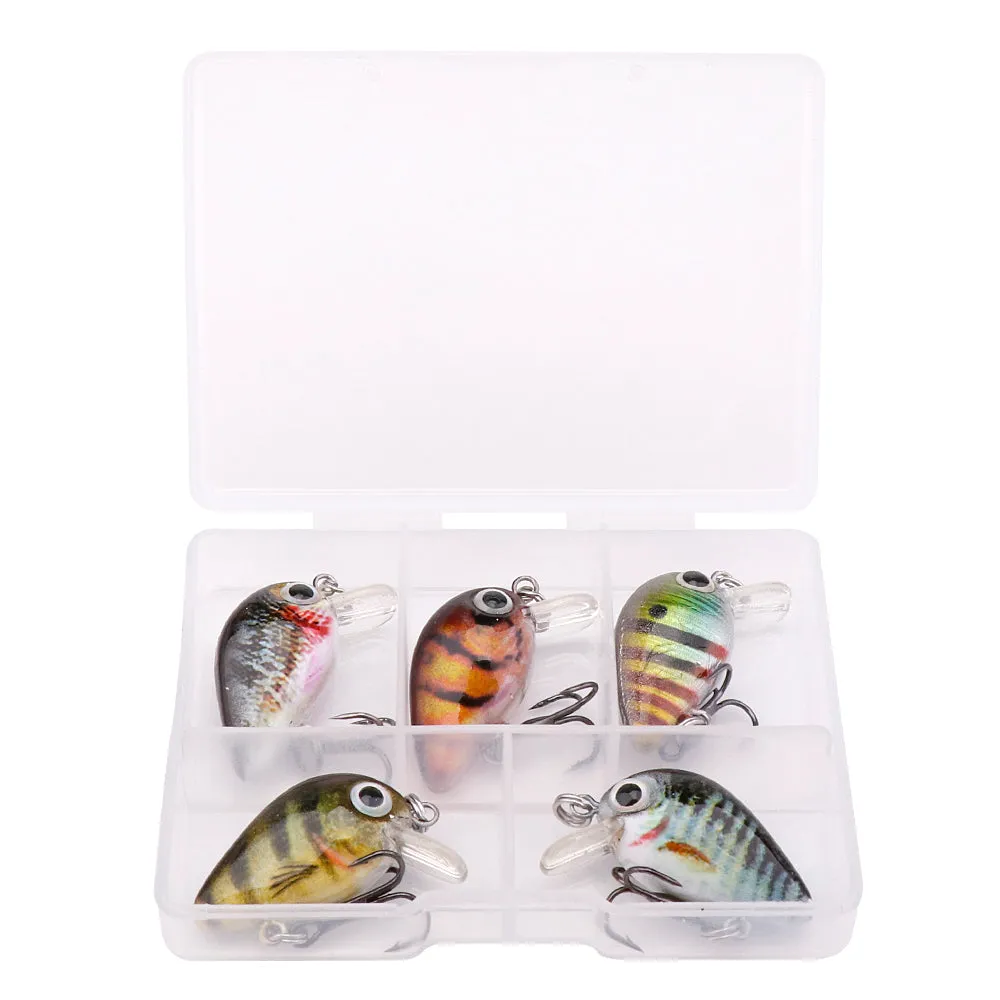 5pcs Mini Bass Fishing Lure Set 3cm Topwater Crankbait Wobblers for Pike