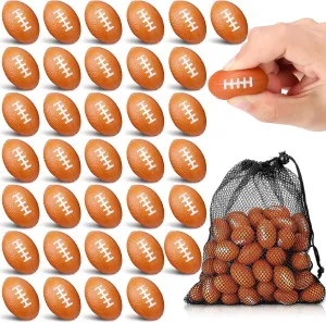 60 Pcs Mini Football Stress Ball 1.5 Inch Small Soft Foam Balls Bulk Sports Party Favors with Drawstring Mesh Bag for Sports Theme Party Favor Supplies Outdoor Games (Light Brown)