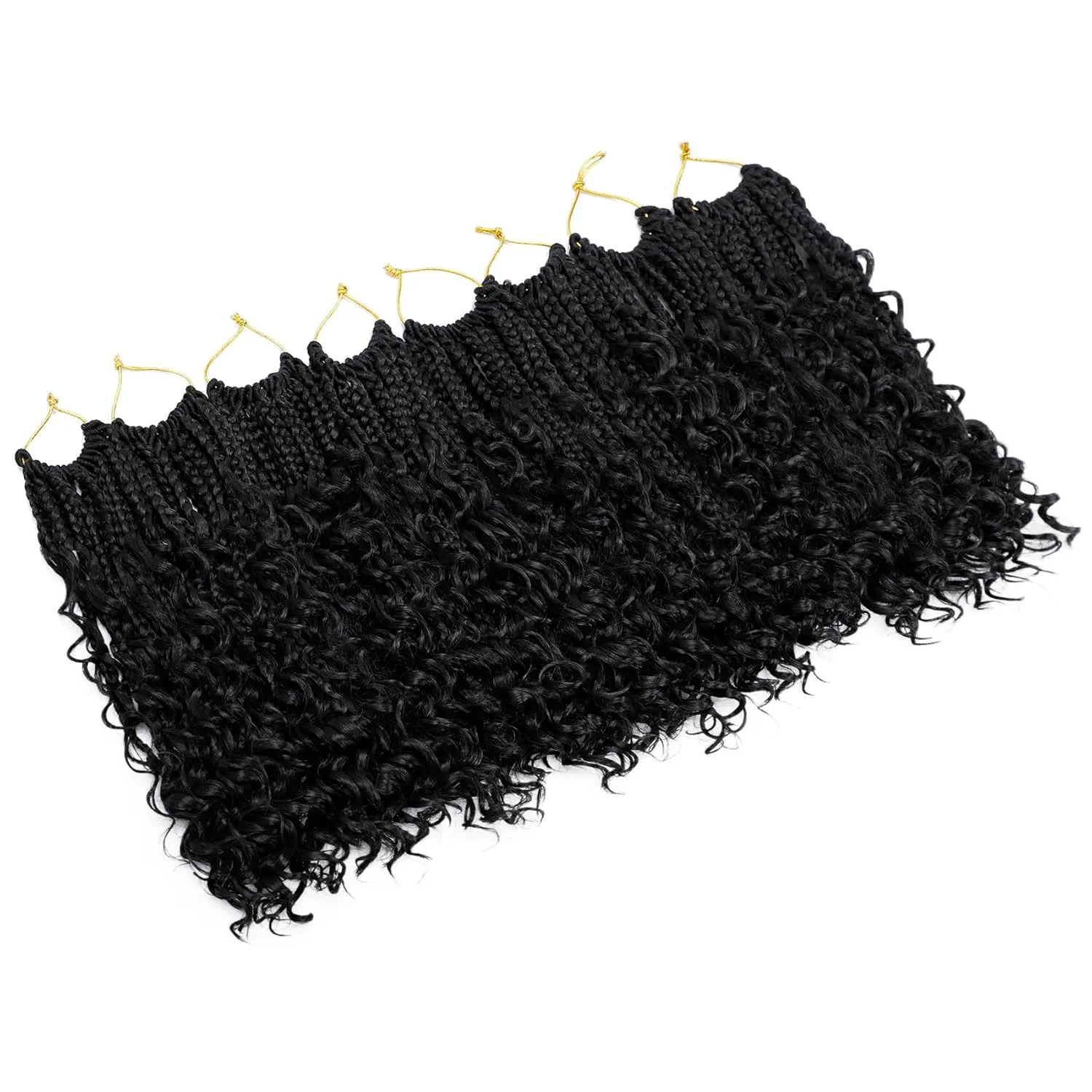 8 Packs Goddess Box Braids 10 Inch Pre-looped Bohemian Crochet Boho Box Braids With Curly Ends 3X Crochet Braids Hair for Women Synthetic Braiding Hair 16 Strands (#1B)