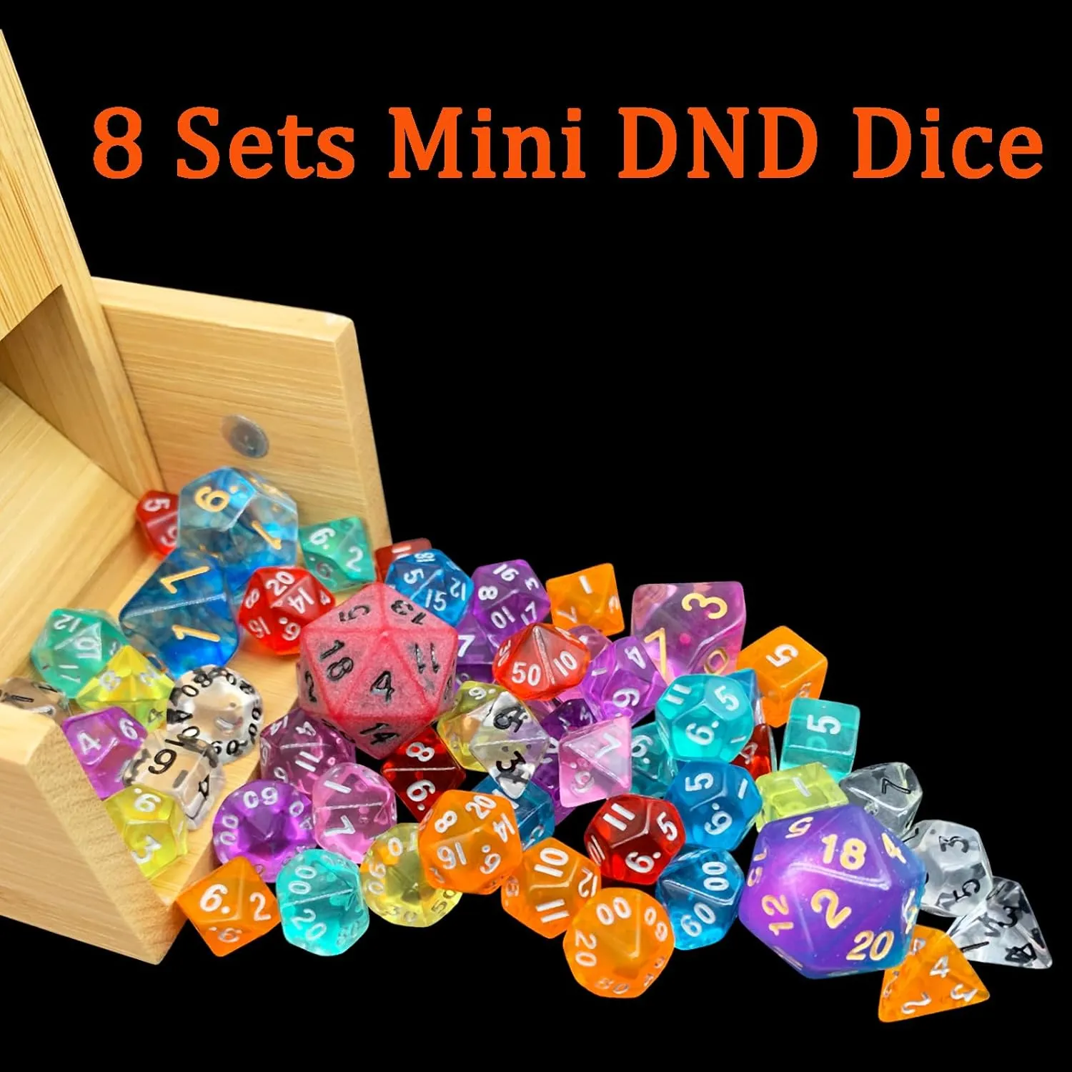 8 Sets Polyhedral RPG Mini Dice (56pcs),10mm Mini Dice Set,10mm Mini Transparent DND Magic The Gathering Dice Set for MTG,RPG,D&D Dungeons and Dragons Role Playing Game