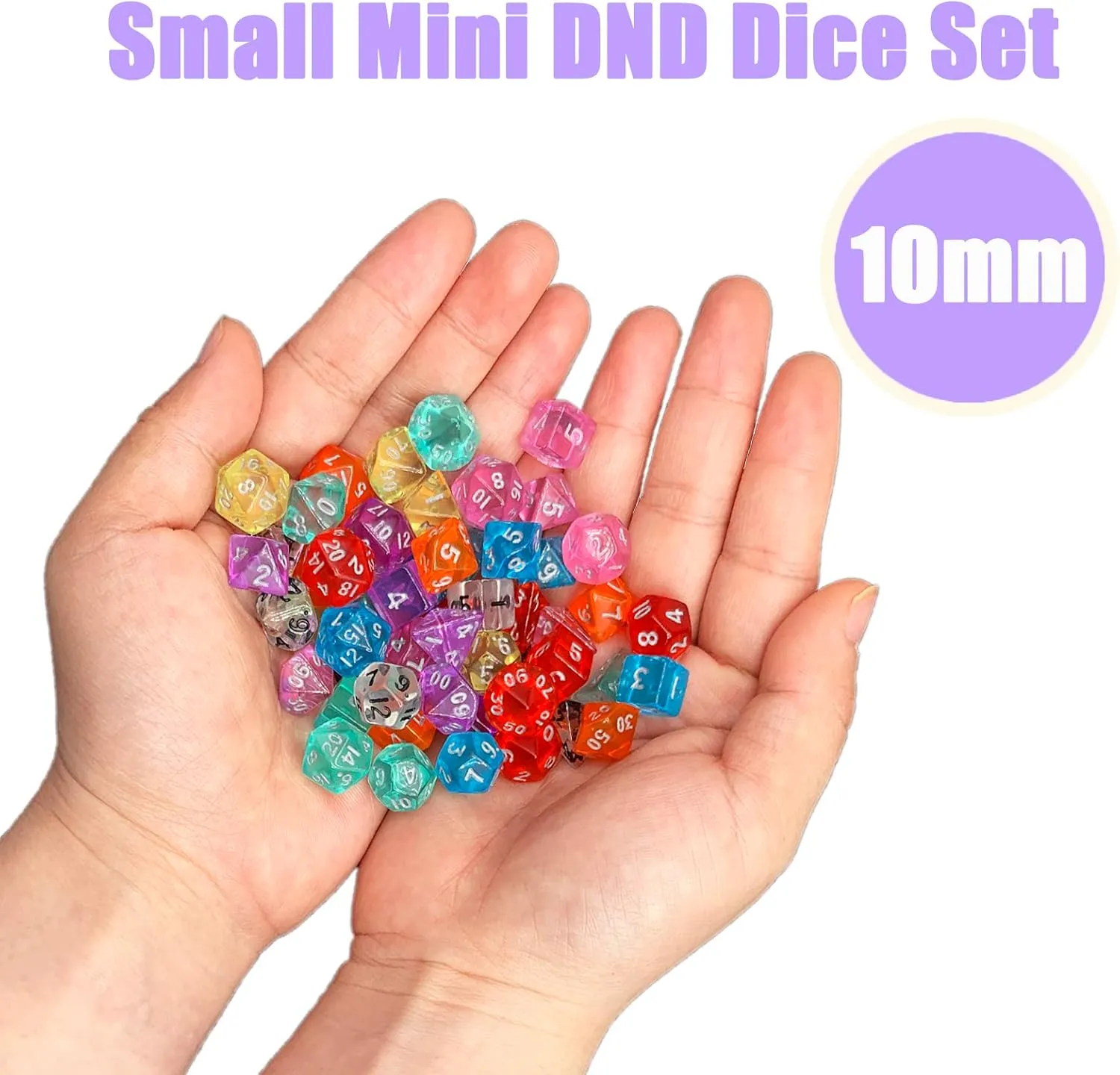 8 Sets Polyhedral RPG Mini Dice (56pcs),10mm Mini Dice Set,10mm Mini Transparent DND Magic The Gathering Dice Set for MTG,RPG,D&D Dungeons and Dragons Role Playing Game