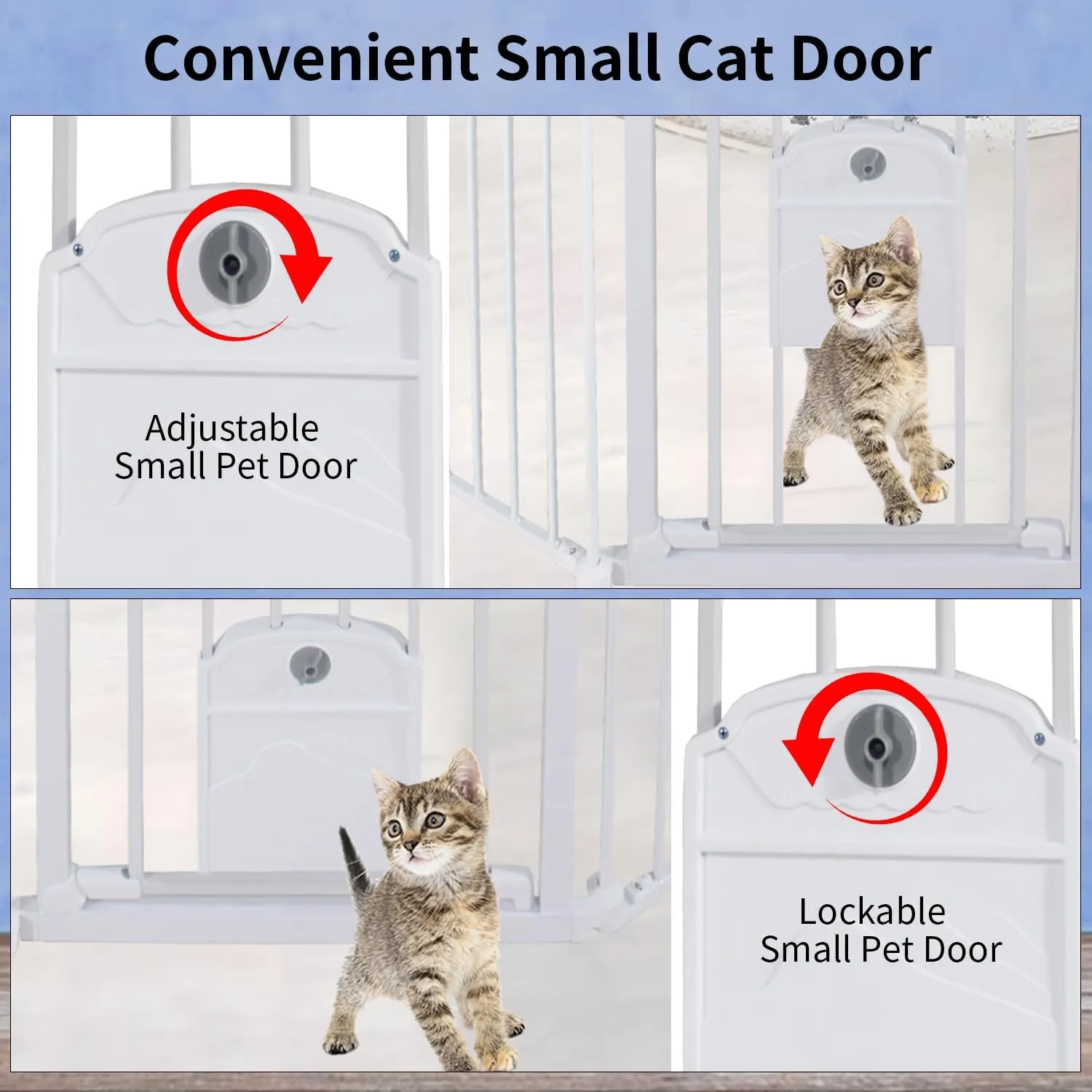 81.11" Extra Wide Baby Gate with Cat Door, Auto Close Pet Gates Dog Gate, Hardware Mounted Walk Through Swing Safety Baby Gates for Stairs, Doorways, Kitchen, House, 30" Tall, 3 Panels