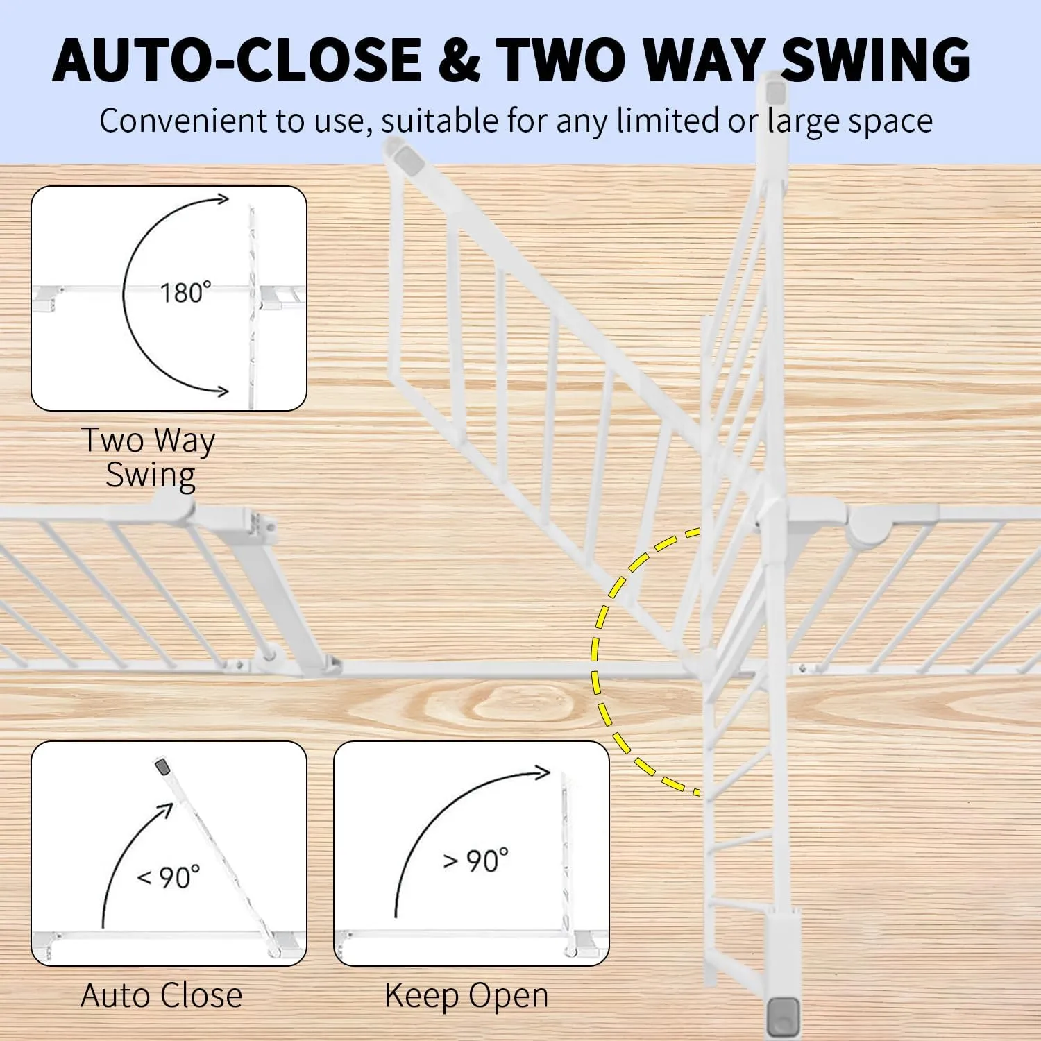 81.11" Extra Wide Baby Gate with Cat Door, Auto Close Pet Gates Dog Gate, Hardware Mounted Walk Through Swing Safety Baby Gates for Stairs, Doorways, Kitchen, House, 30" Tall, 3 Panels