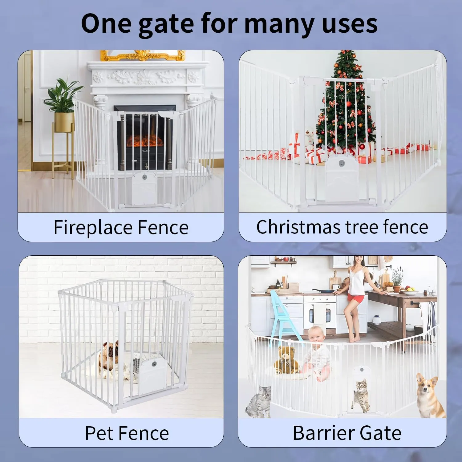 81.11" Extra Wide Baby Gate with Cat Door, Auto Close Pet Gates Dog Gate, Hardware Mounted Walk Through Swing Safety Baby Gates for Stairs, Doorways, Kitchen, House, 30" Tall, 3 Panels