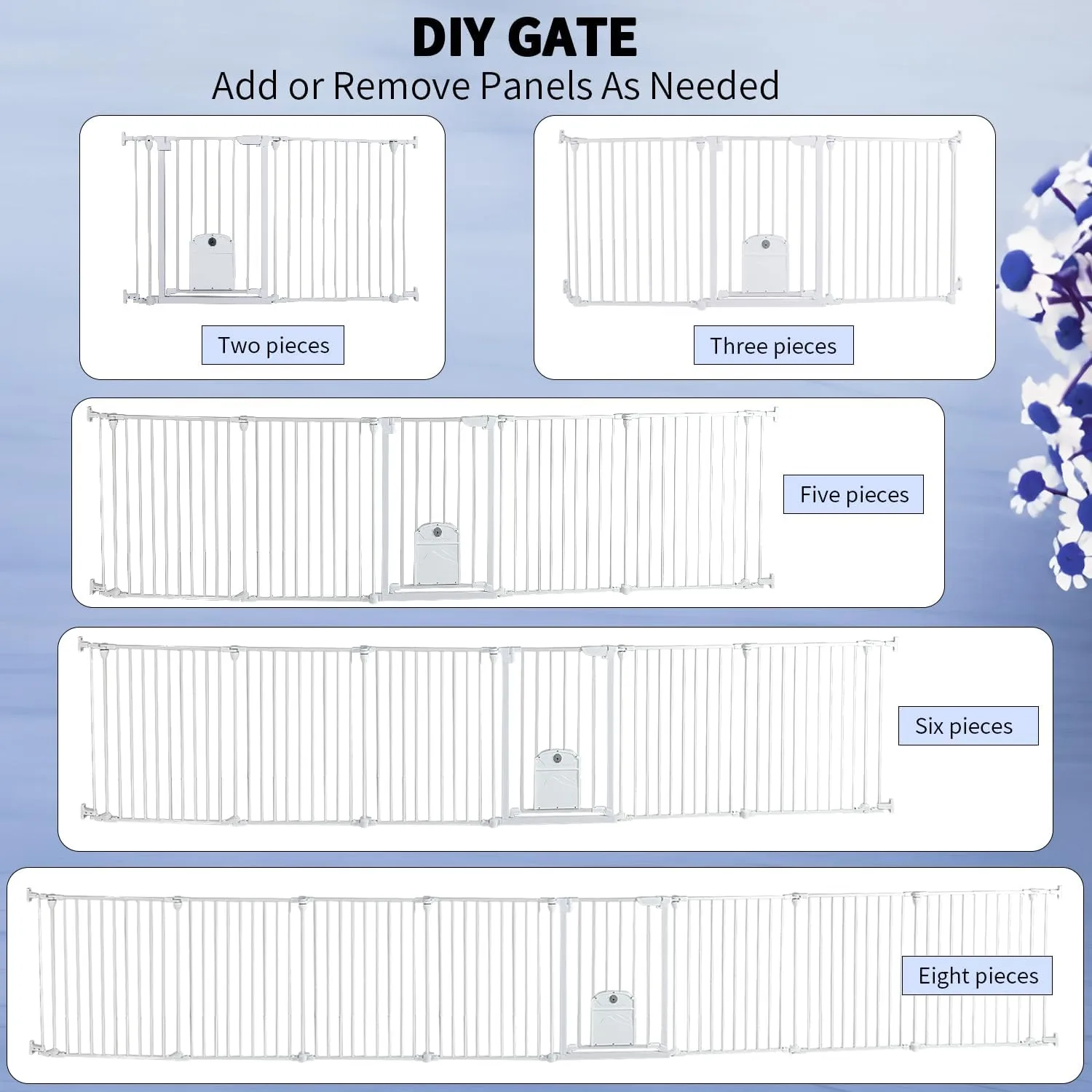 81.11" Extra Wide Baby Gate with Cat Door, Auto Close Pet Gates Dog Gate, Hardware Mounted Walk Through Swing Safety Baby Gates for Stairs, Doorways, Kitchen, House, 30" Tall, 3 Panels