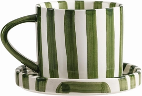 8 Oz Coffee Mug Large Espresso Cups With Saucer Ceramic Coffee Mugs Porcelain Coffee Cup With Saucer Hand-Painted Striped Art Cup And Saucer,C