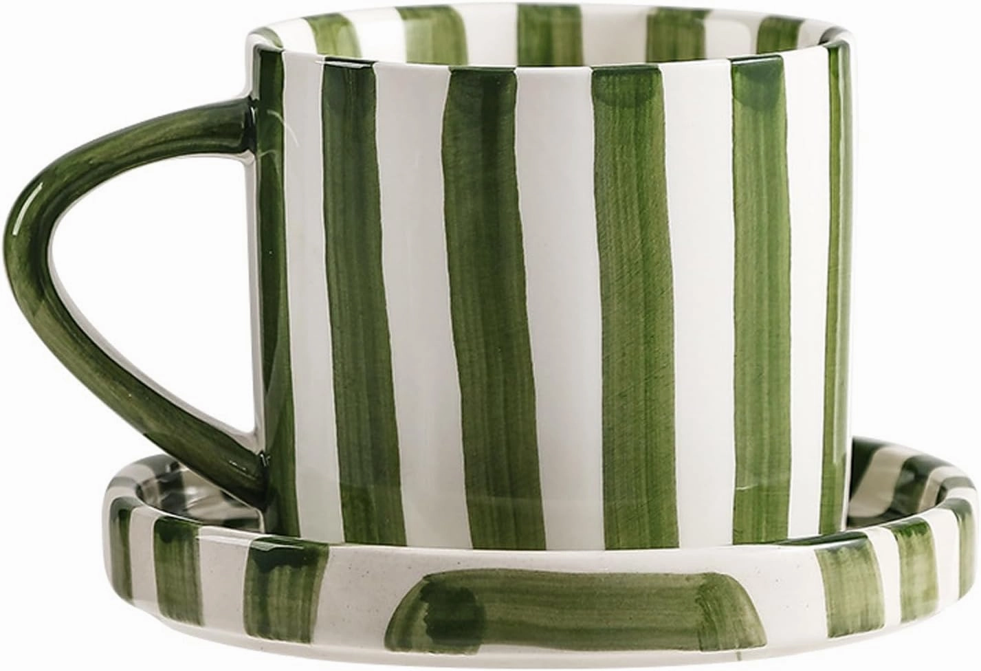 8 Oz Coffee Mug Large Espresso Cups With Saucer Ceramic Coffee Mugs Porcelain Coffee Cup With Saucer Hand-Painted Striped Art Cup And Saucer,C