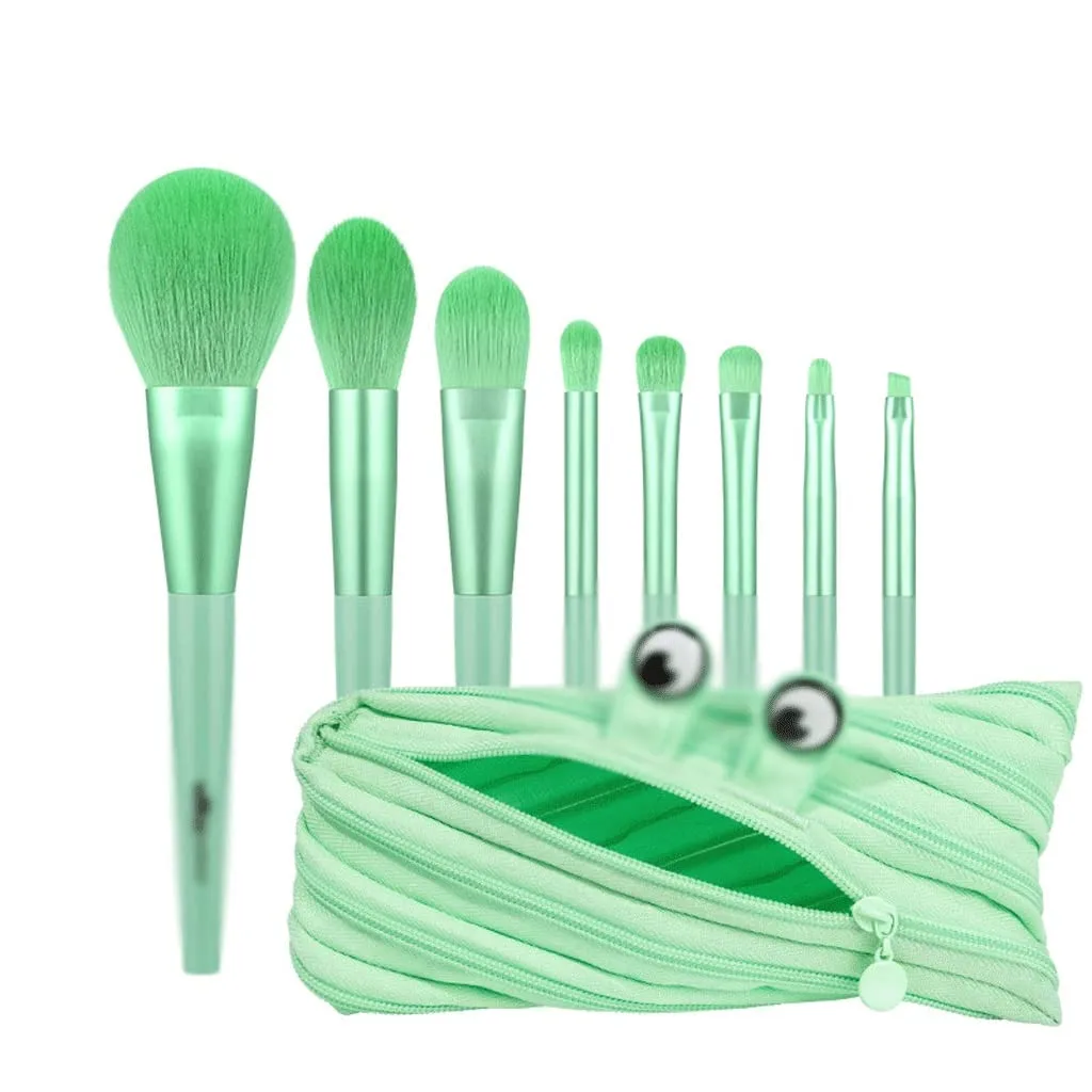 8Pcs Make Up Brushes Set With Zip Bag Makeup Brush for Foundation Powder Highlighter Eyeshadow Blending Makeup Tool