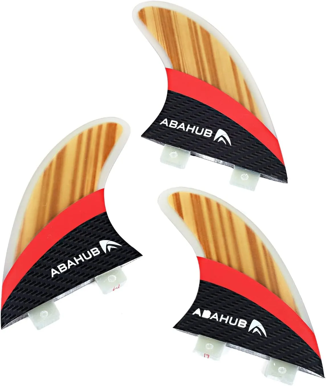 Abahub Surfboard Thruster Fins Set, Compatible with FCS Style Fin Box, Fiberglass Reinforced G5 Surf Fin, 3 Fins for Surf Boards, Surfing Longboard, Shortboard, with Screws and Key, Black/Blue/White