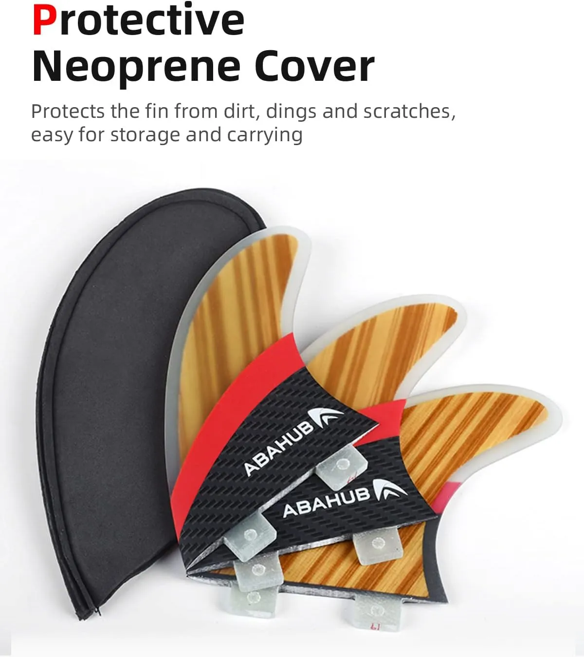 Abahub Surfboard Thruster Fins Set, Compatible with FCS Style Fin Box, Fiberglass Reinforced G5 Surf Fin, 3 Fins for Surf Boards, Surfing Longboard, Shortboard, with Screws and Key, Black/Blue/White
